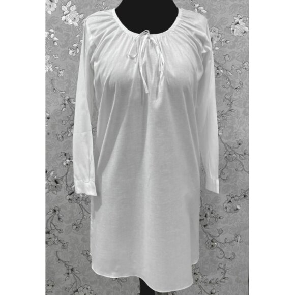 SoieRose Long Sleeve 100% Cotton Victorian Nightgown with Tie Neck – SR-1223 - Picture 1 of 5